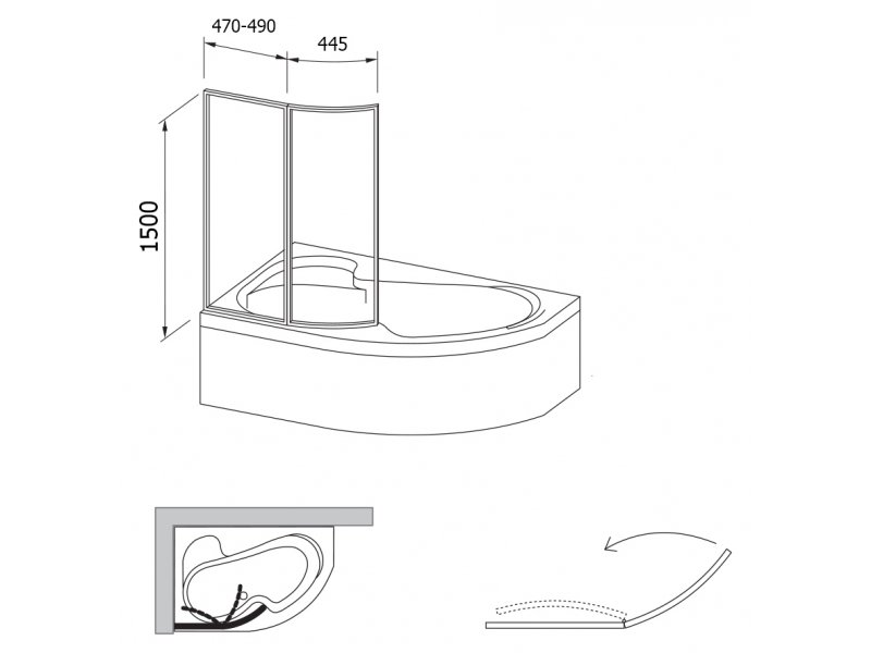 Купить Шторка для ванны Ravak VSK2 Rosa 150 левая/правая, профиль белый, витраж пластик рейн