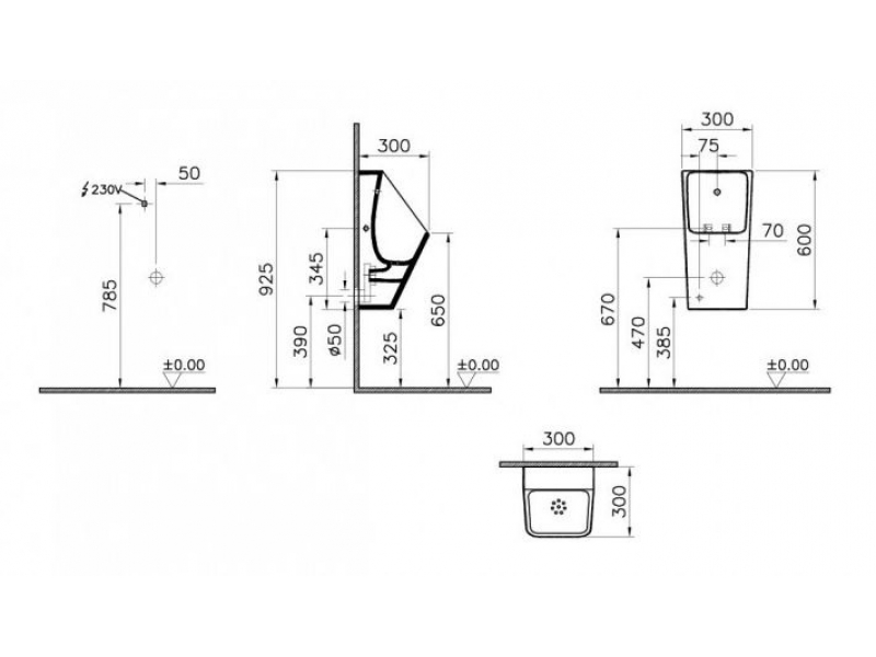 Купить Писсуар Vitra S20 5461B003-0200 подвесной