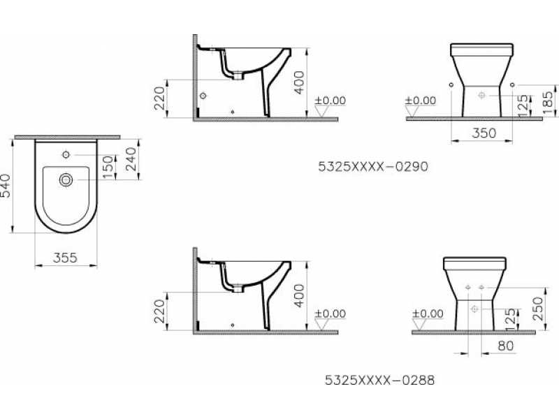 Купить Биде Vitra S50 5325L003-0288 напольное