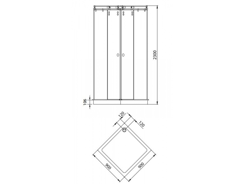 Купить Душевой уголок Aquanet Beta Cube 909-12, 90 x 90 x 230 см, стекло прозрачное (175251)