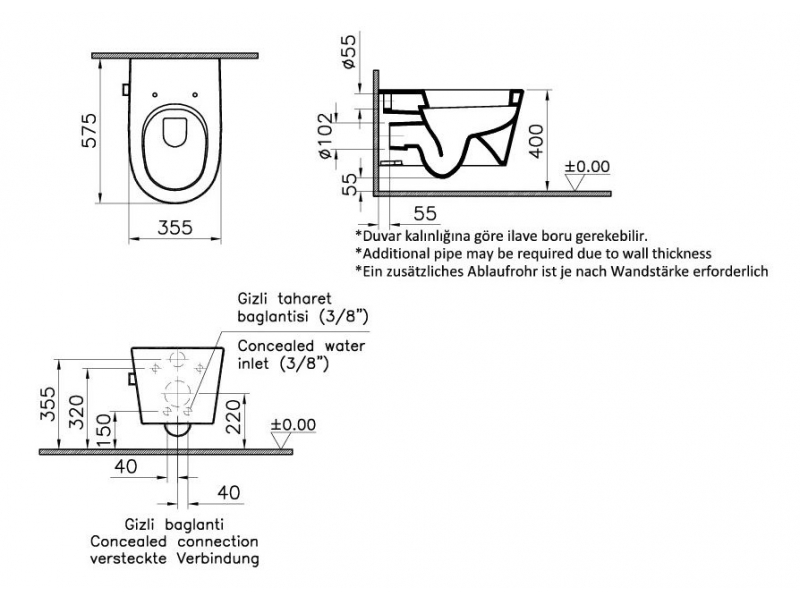 Купить Подвесной унитаз Vitra Nest 5173B003-1084 с функцией биде, со встроенным запорным клапаном (слева)