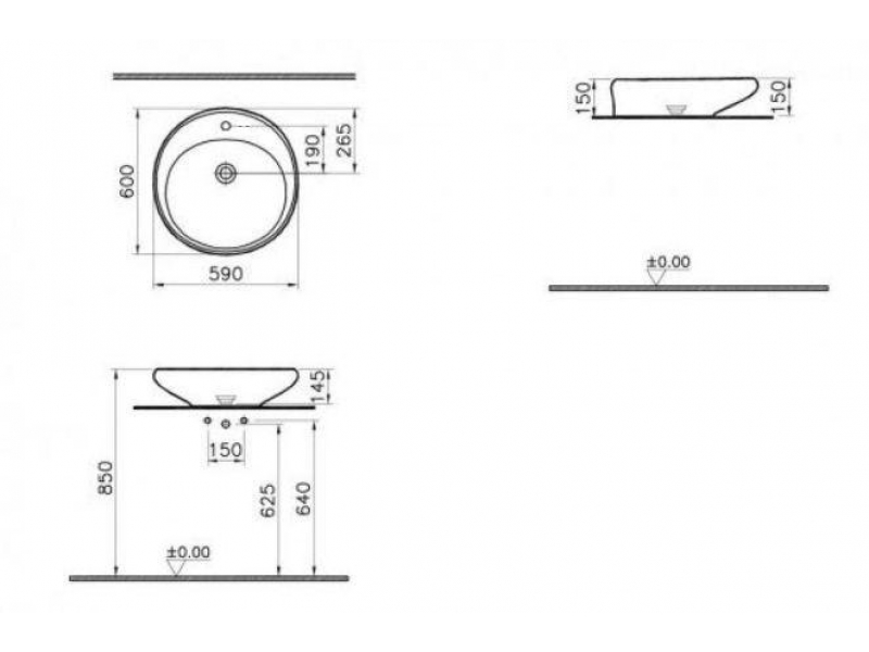 Купить Раковина Vitra Istanbul 4279B003-0041 60 см с 1 отверстием, цвет белый