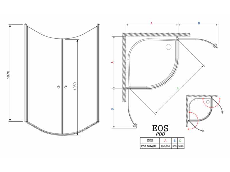 Купить Душевой уголок Radaway EOS PDD 80 х 80 х 197 см, прозрачное стекло