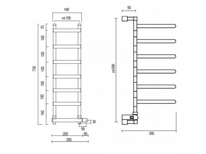 Купить Полотенцесушитель электрический Margaroli Sole 585 BOX 58547CRNB, высота 73 см, ширина 39 см