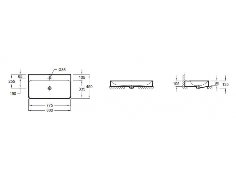 Купить Раковина накладная Jacob Delafon Vox EVC112-00, 80 x 45 см, с переливным отверстием