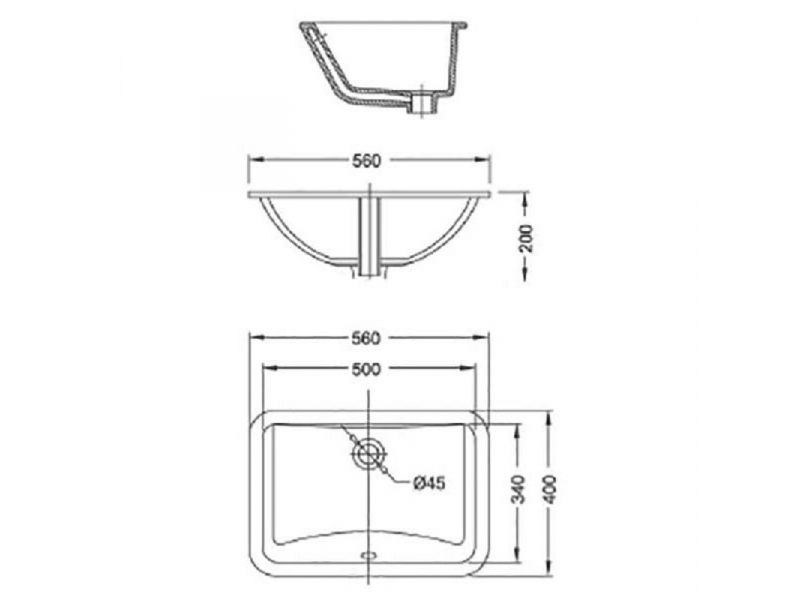 Купить Раковина Bravat C22131W-A-ENG 56 x 40 x 20 см встраиваемая, прямоугольная, белый