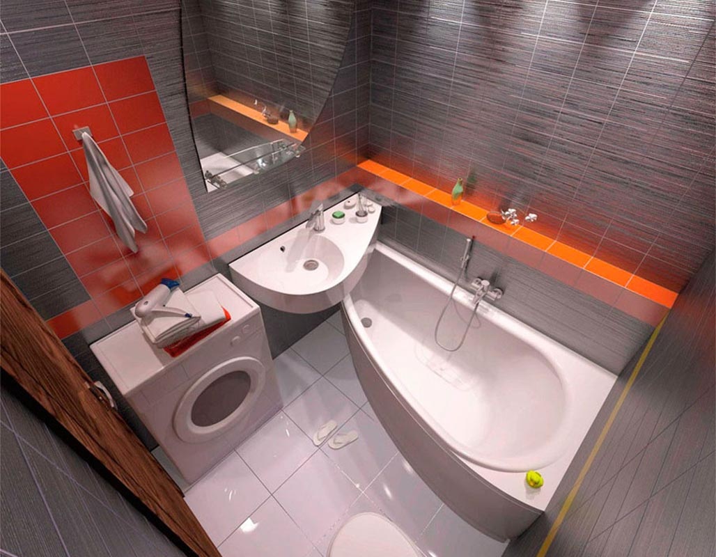 Асимметричные ванны для маленьких ванных комнат