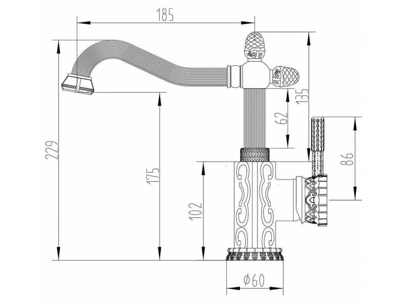 Купить Смеситель для раковины Zorg Antic, бронза, A 125 U-BR