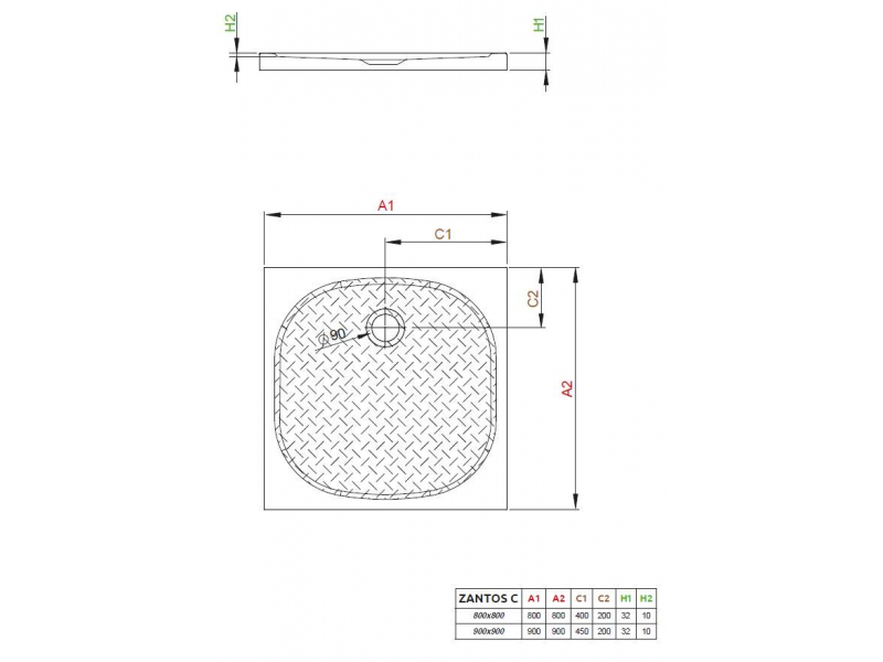 Купить Поддон для душа Radaway Zantos C, 90 x 90 см, квадратный, M3ZNC9090-06