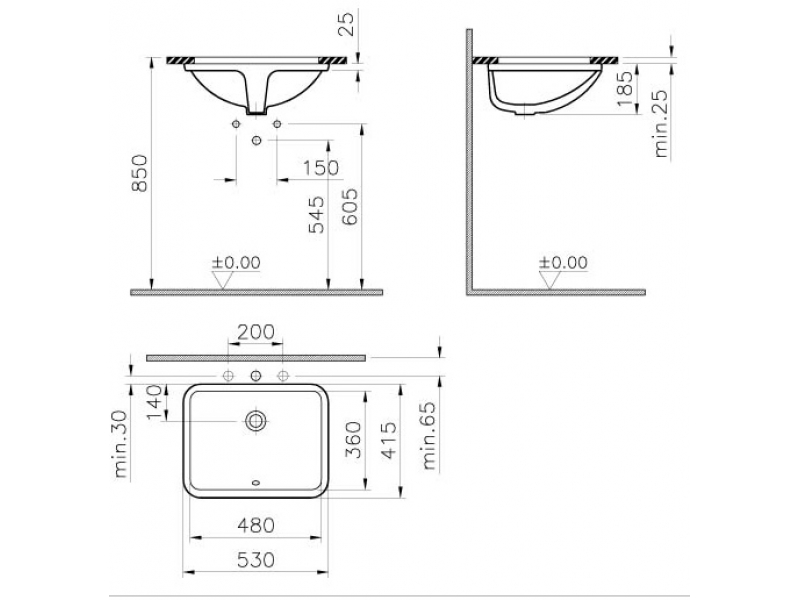 Купить Раковина Vitra S50 5339B003-0012 встраиваемая