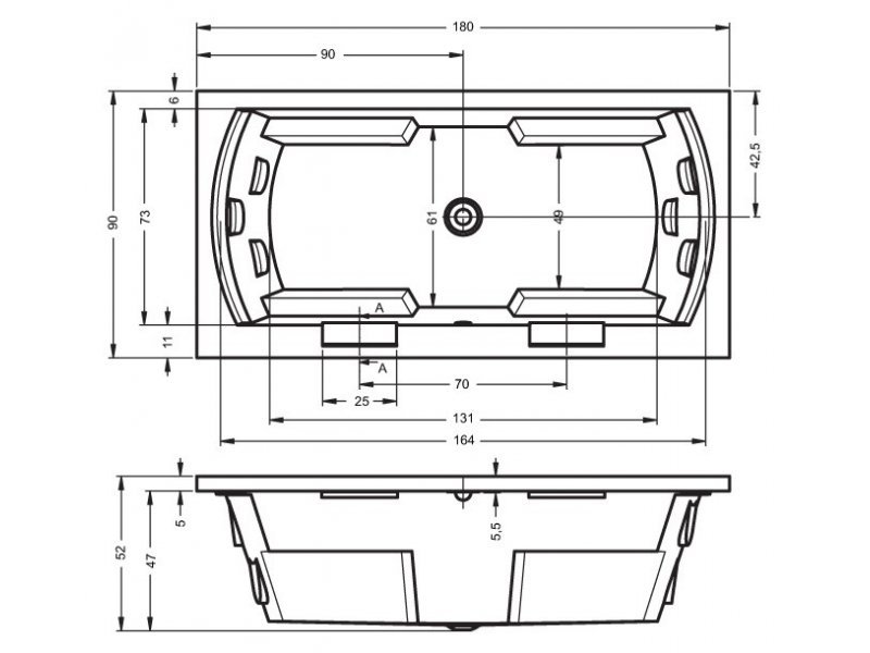 Купить Ванна гидромассажная Riho Thermae Line Lisa 180 x 90 см BZ15