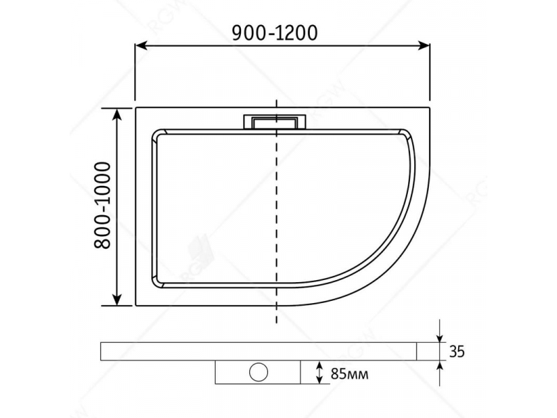 Купить Душевой поддон RGW GWS-41 асиметричный 80x120 см, левый/правый
