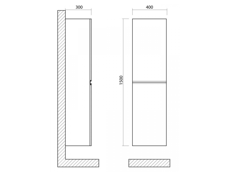 Купить Шкаф-пенал подвесной Art&Max AM-Bianchi-1500-2A-SO-BM, 40x30x150 см, с двумя распашными дверцами, белый