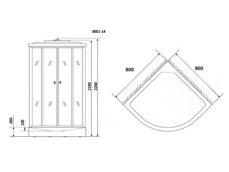 Купить Душевая кабина Niagara NG-3501-14G, 90 x 90 см с гидромассажем