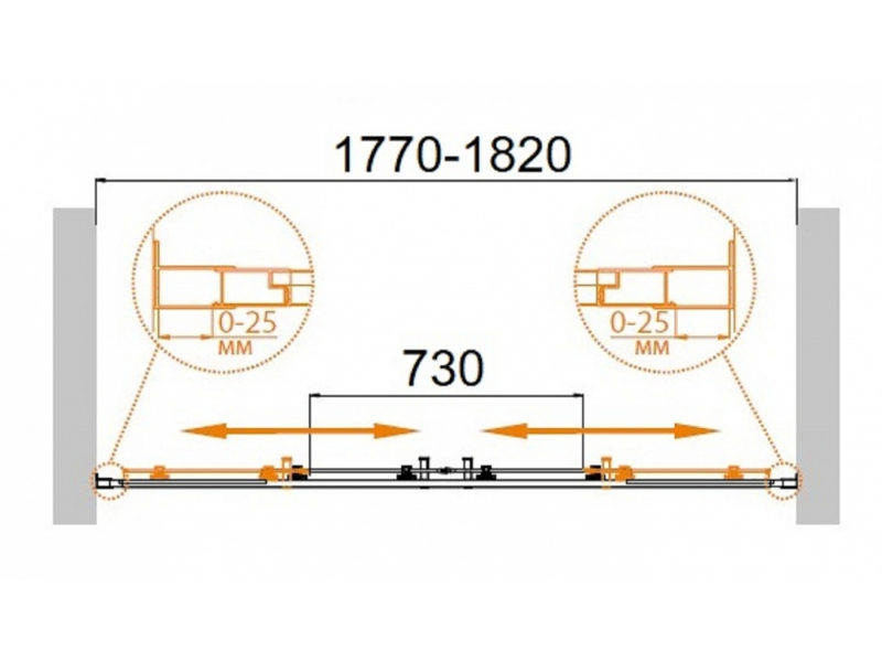 Купить Душевая дверь в нишу Cezares Molveno MOLVENO-BF-2-180-C-Cr-IV, 180 х 190 см, стекло прозрачное, цвет профиля хром