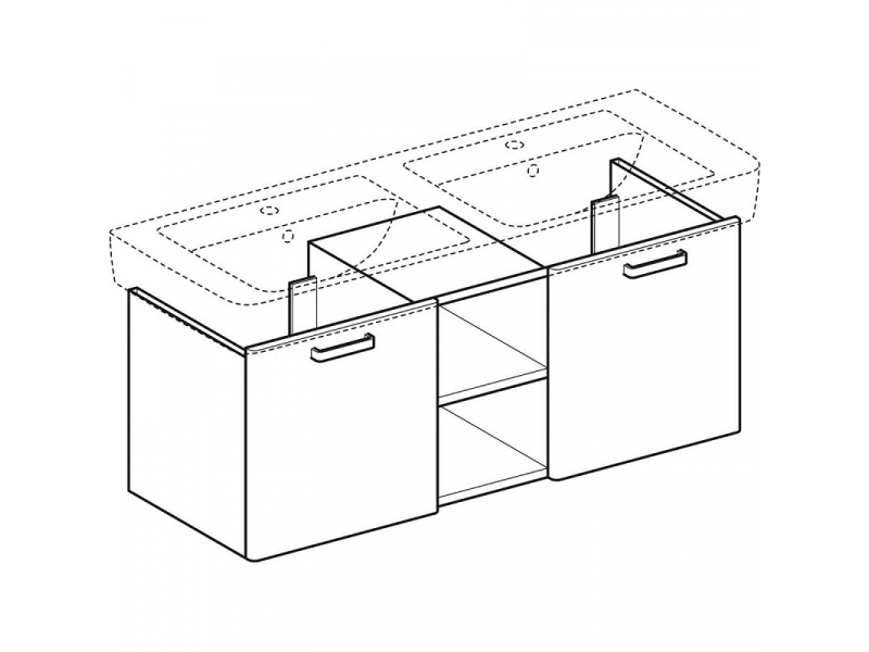 Купить Тумба под двойную раковину Geberit Renova Plan 879240000, 120 см, цвет белый глянцевый
