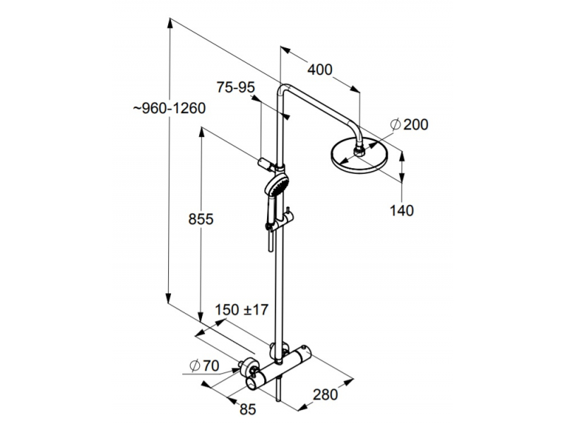 Купить Душевая система Kludi Logo Dual Shower System 6809505-00 с термостатом, ручная лейка 1S