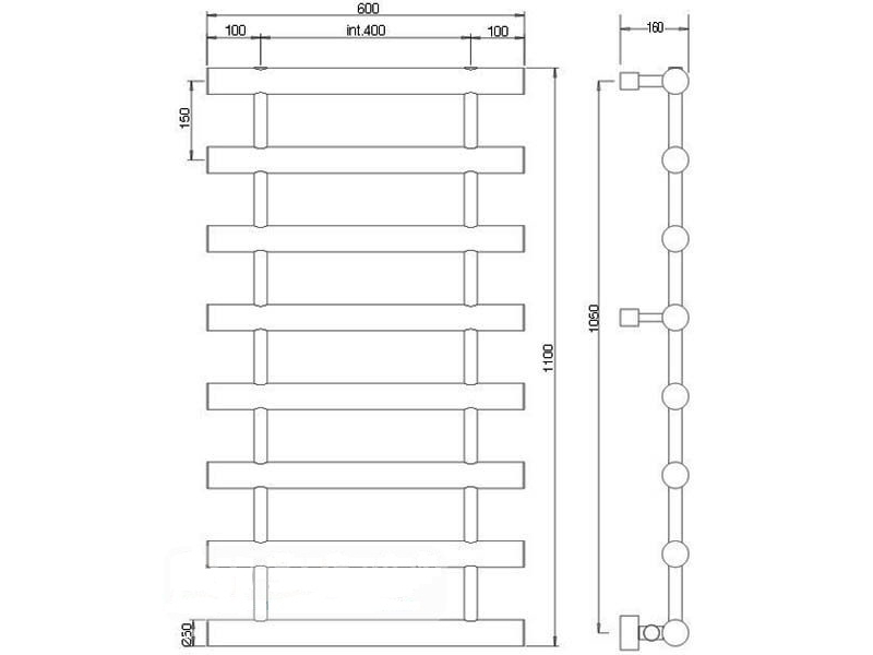 Купить Полотенцесушитель водяной Margaroli Orizzonti 1-442/8 144240088CR, высота 110 см, ширина 60 см, хром