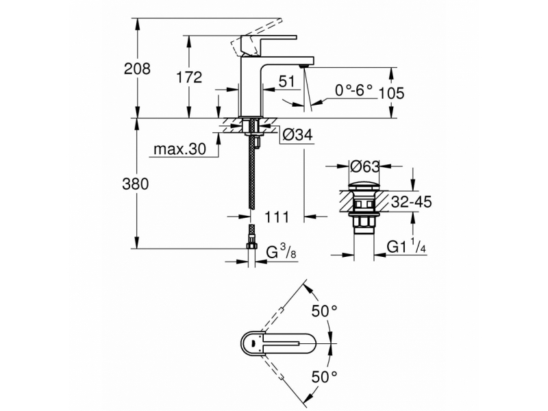 Купить Смеситель однорычажный Grohe Plus 33163003 для раковины