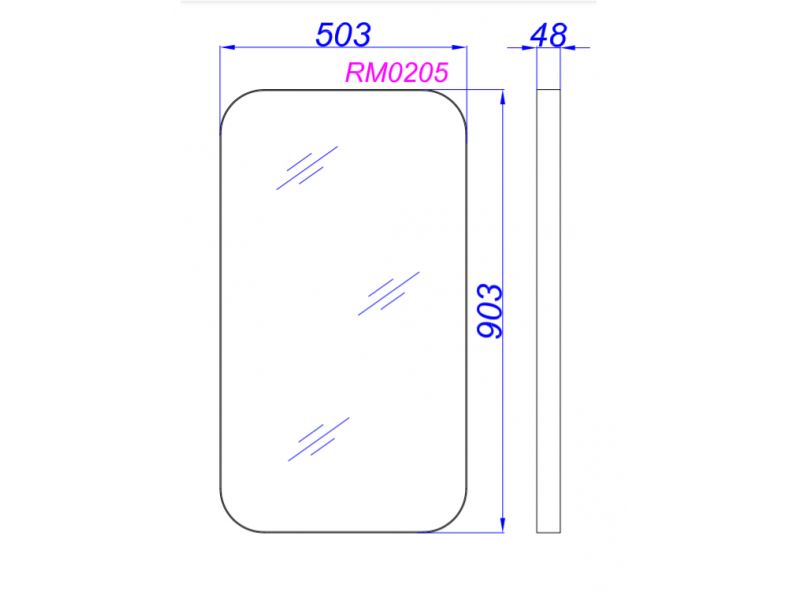 Купить Зеркало Aqwella RM 50 x 90 см, черный, RM0205BLK