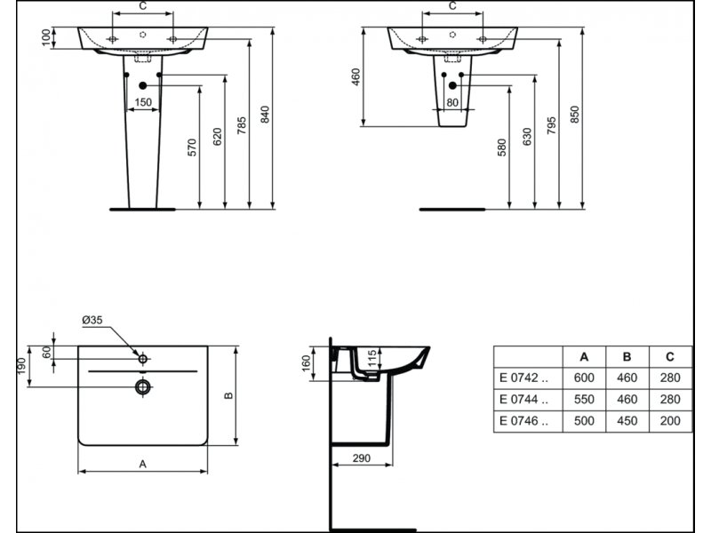 Купить Раковина Ideal Standard Connect Air Cube E074201 60 см