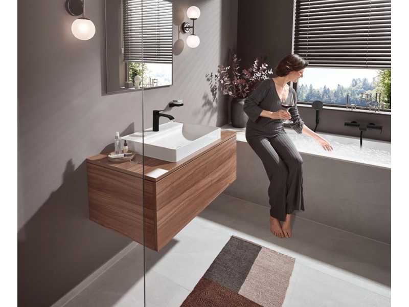 Купить Смеситель для раковины Hansgrohe Vivenis, без донного клапана, черный матовый, 75022670