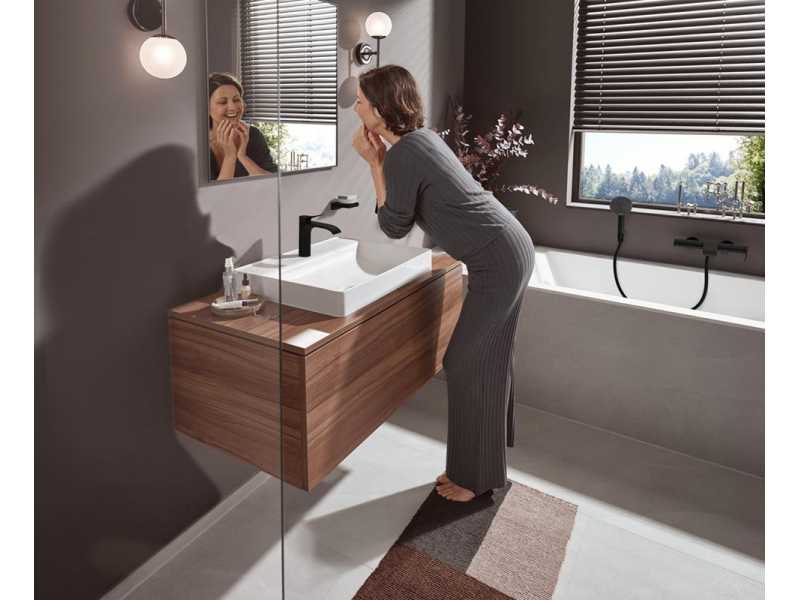 Купить Смеситель для раковины Hansgrohe Vivenis, без донного клапана, черный матовый, 75022670