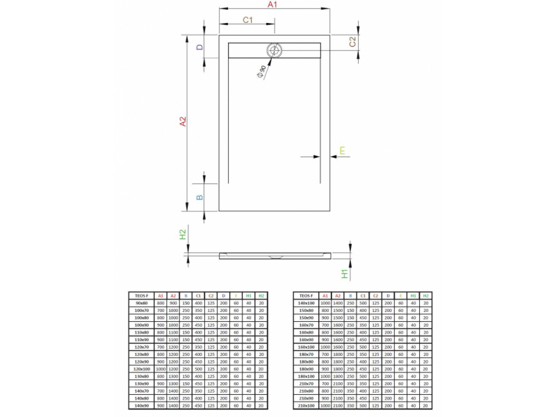 Купить Поддон для душа Radaway Teos F, 110 x 90 см, прямоугольный, HTF11090-54