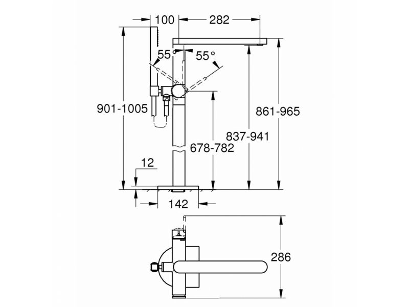 Купить Смеситель однорычажный Grohe Plus 23846003 для ванны, напольный