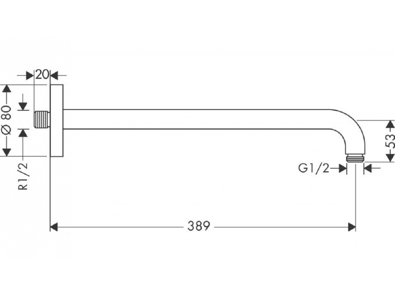 Купить Держатель верхнего душа Hansgrohe 27413700, 38,8 cм, 1/2, белый матовый