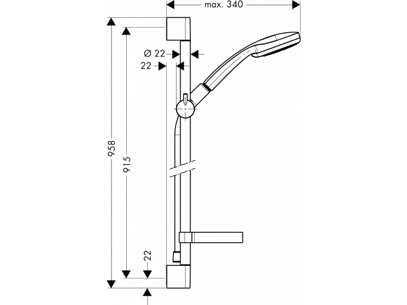 Купить Душевой гарнитур Hansgrohe Croma 100 Multi/UnicaC 27774, штанга 90 см