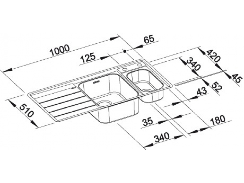 Купить Мойка Blanco Axis III 6S-IF 522105, нержавеющая сталь, чаша слева, 100 x 51 см