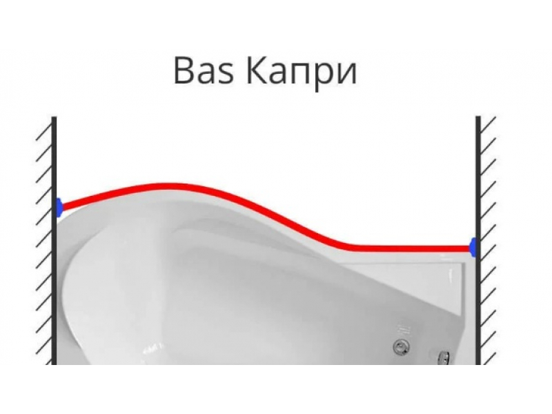 Купить Карниз для ванны Bas Капри асимметричный, нержавеющая сталь