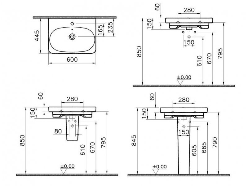 Купить Раковина Vitra Nest 5681B003-0001 60 см, подвесная, с 1 отверстием, с переливом