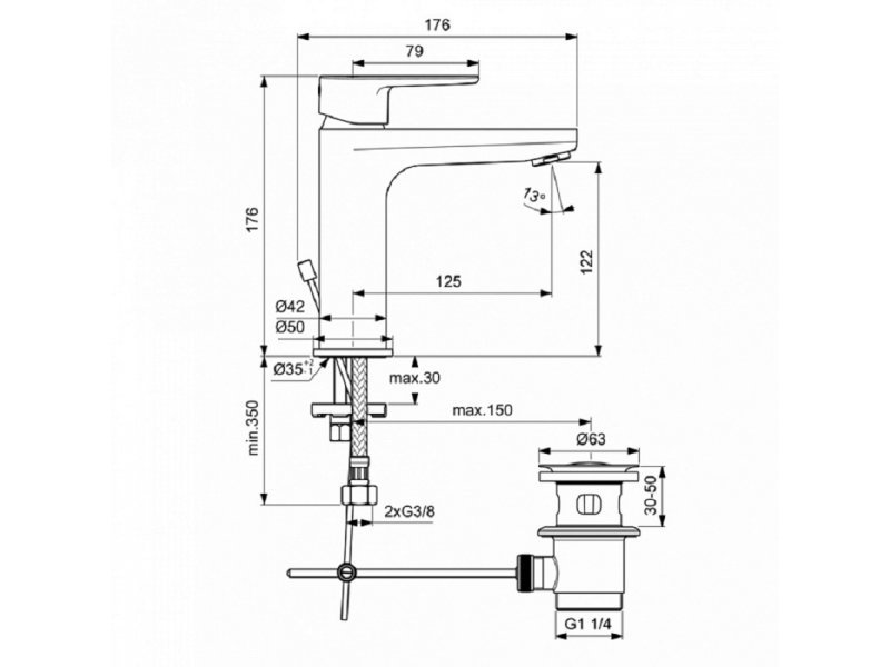 Купить Набор смесителей для ванной Ideal Standard Ceratherm T25 BC984AA, с термостатическим смесителем, хром