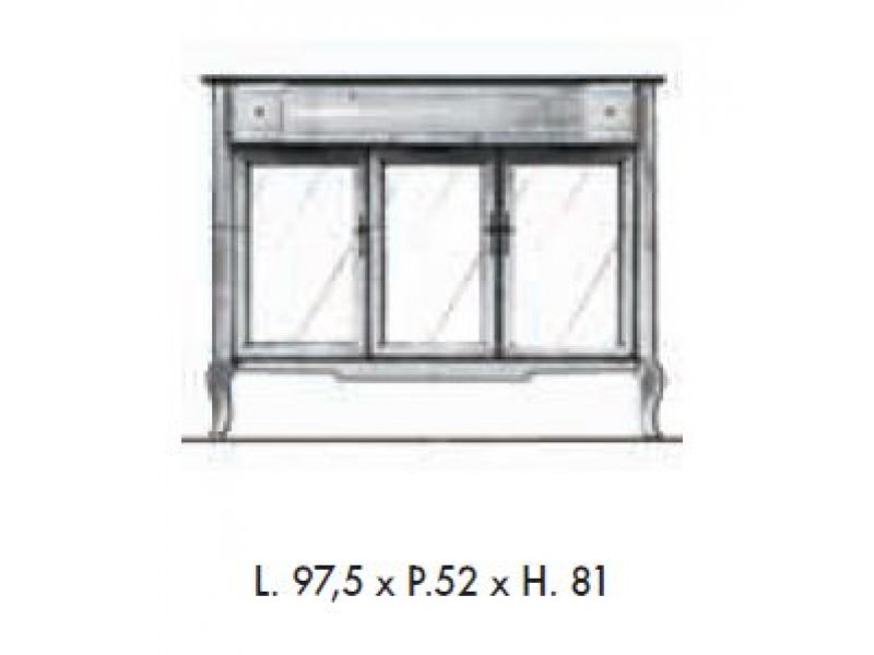 Купить Тумба напольная Labor Legno VICTORIA HPL 105V PAT, под раковину и столешницу с стеклянными вставками, бежевый с патиной/бронза 97,5*52*81 см