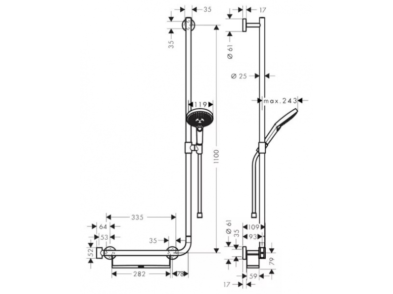 Купить Душевой гарнитур Hansgrohe Raindance Select S 120 3jet 26326400, цвет белый/хром