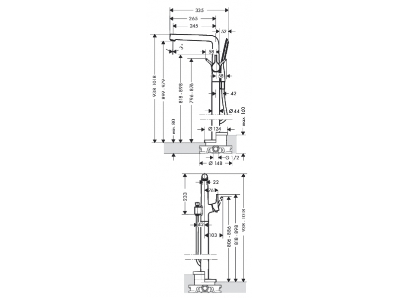 Купить Смеситель Hansgrohe 72412000 Talis S для ванны напольный