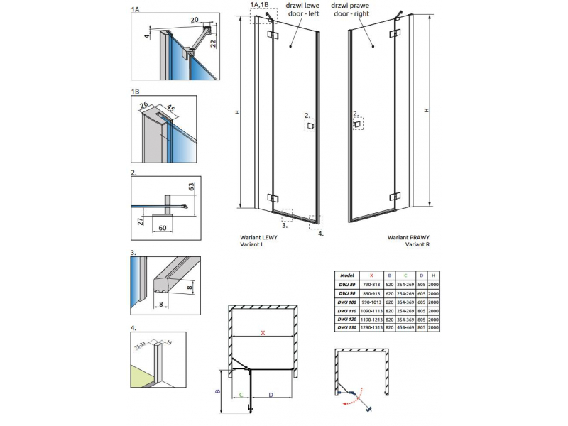 Купить Душевая дверь Radaway Essenza New DWJ 80 385012-01-01