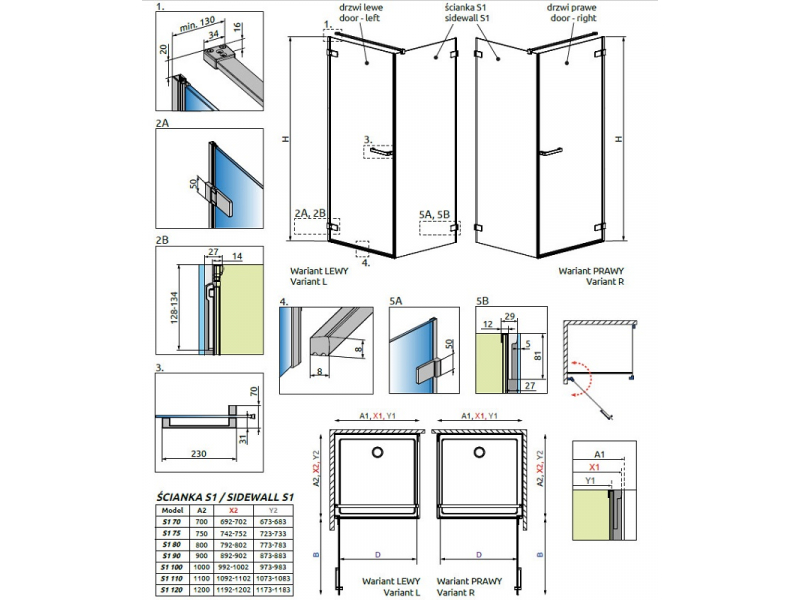 Купить Душевой уголок Radaway Arta KDJ I 100 x 80, левая дверь, стекло прозрачное