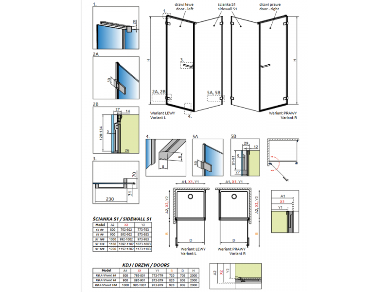 Купить Душевой уголок Radaway Arta KDJ I 100 x 90, левая дверь, стекло прозрачное