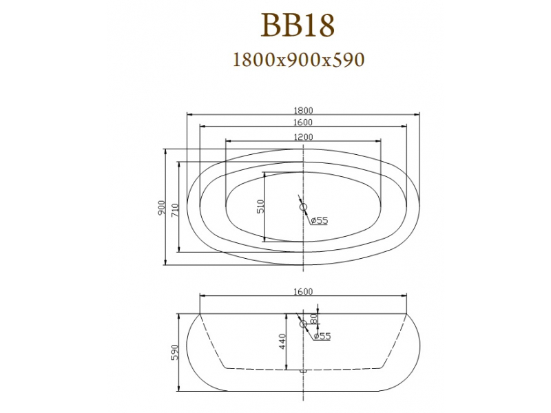 Купить Ванна акриловая BelBagno BB18, 180 х 90 см