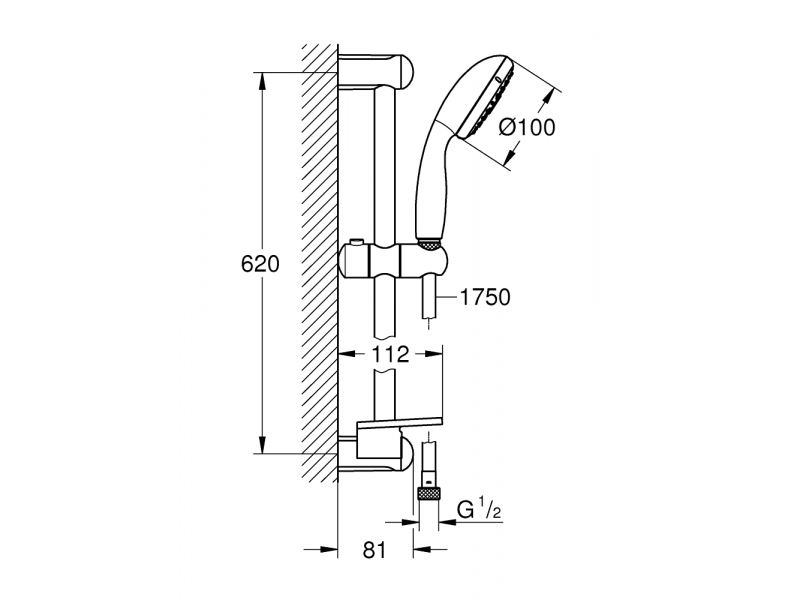 Купить Душевой гарнитур Grohe New Tempesta 100 III 27600001 (27600000)/ 27927001 (27927000) с полочкой