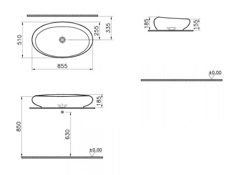 Купить Раковина Vitra Istanbul 4446B003-0016 85 см без отверстий, цвет белый