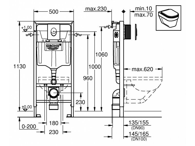 Купить Инсталляция Grohe Rapid SL 38721001 (3 в 1 в сборе) для унитаза