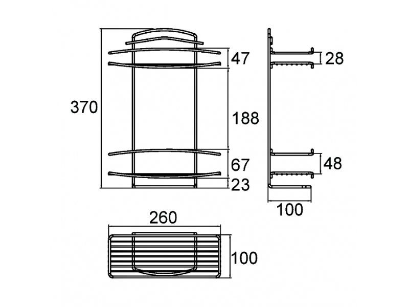 Купить Полка Milardo 212W020M44 двухярусная прямая