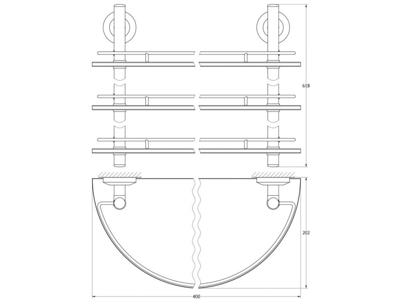 Купить Полка FBS Standard STA 082 3-х ярусная полукруглая