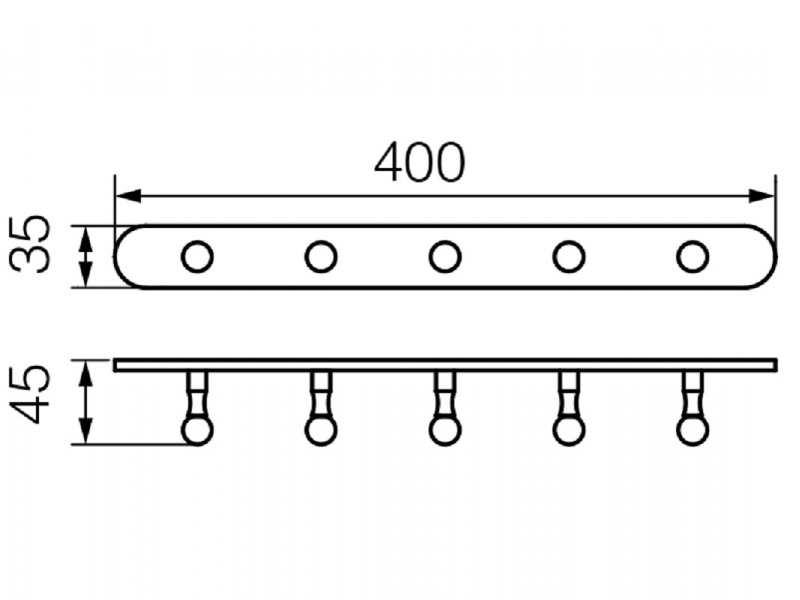 Купить Планка с 5-ю крючками Veragio Gialetta VR.GIL-6438.CR, 40 см, хром