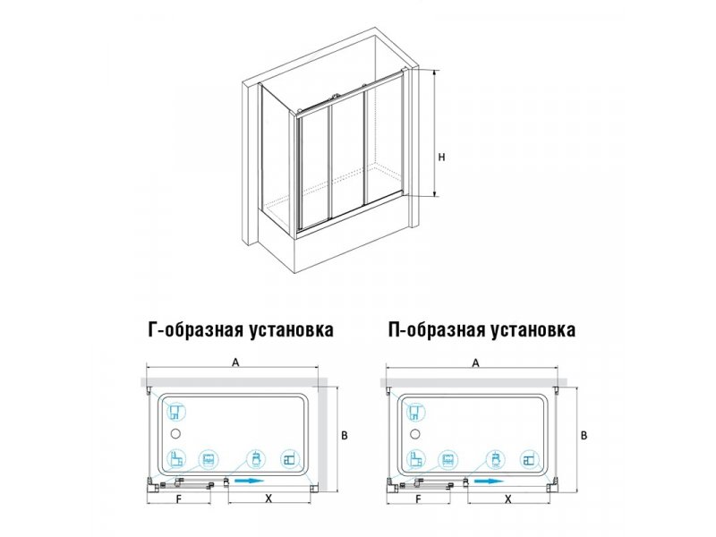 Купить Шторка на ванну RGW SC-81, 04118178-11, 170 x 80 x 150 см стекло прозрачное, хром