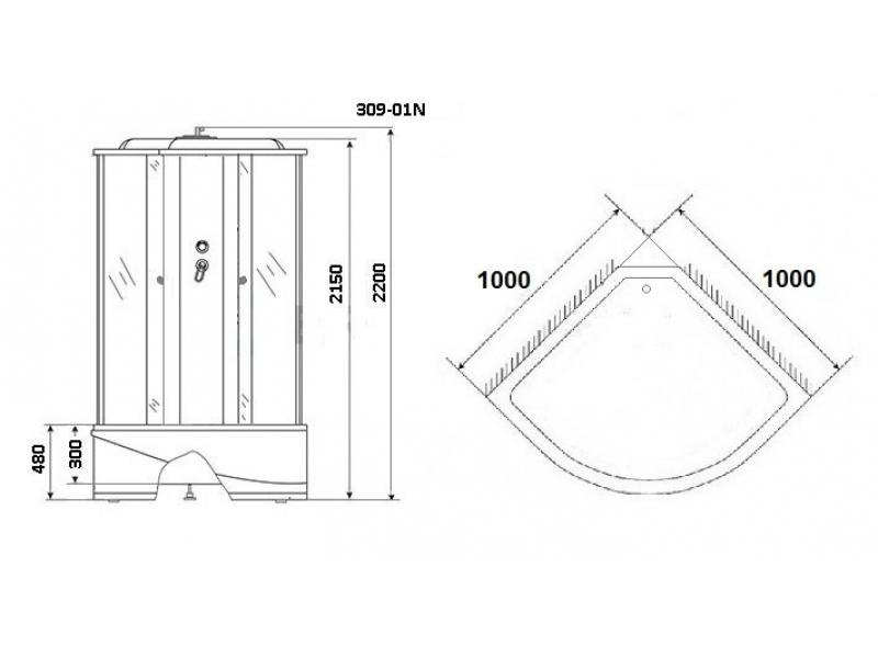 Купить Душевая кабина Niagara NG-309-01N, 100 x 100 см, стекло мозаика